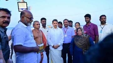 பட்டு வேட்டி, சட்டை அணிந்துகொண்டு சாமி தரிசனம் செய்தார் தமிழக ஆளுநர் ஆர்.என்.ரவி 