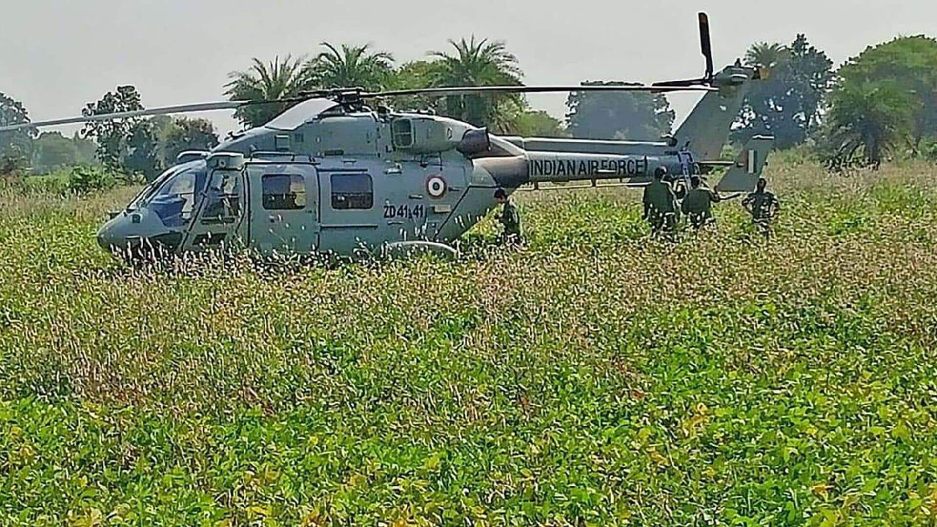 தொழில்நுட்ப கோளாறு காரணமாக அவசரமாக தரையிறக்கப்பட்ட இந்திய விமானப் படை ஹெலிகாப்டர்