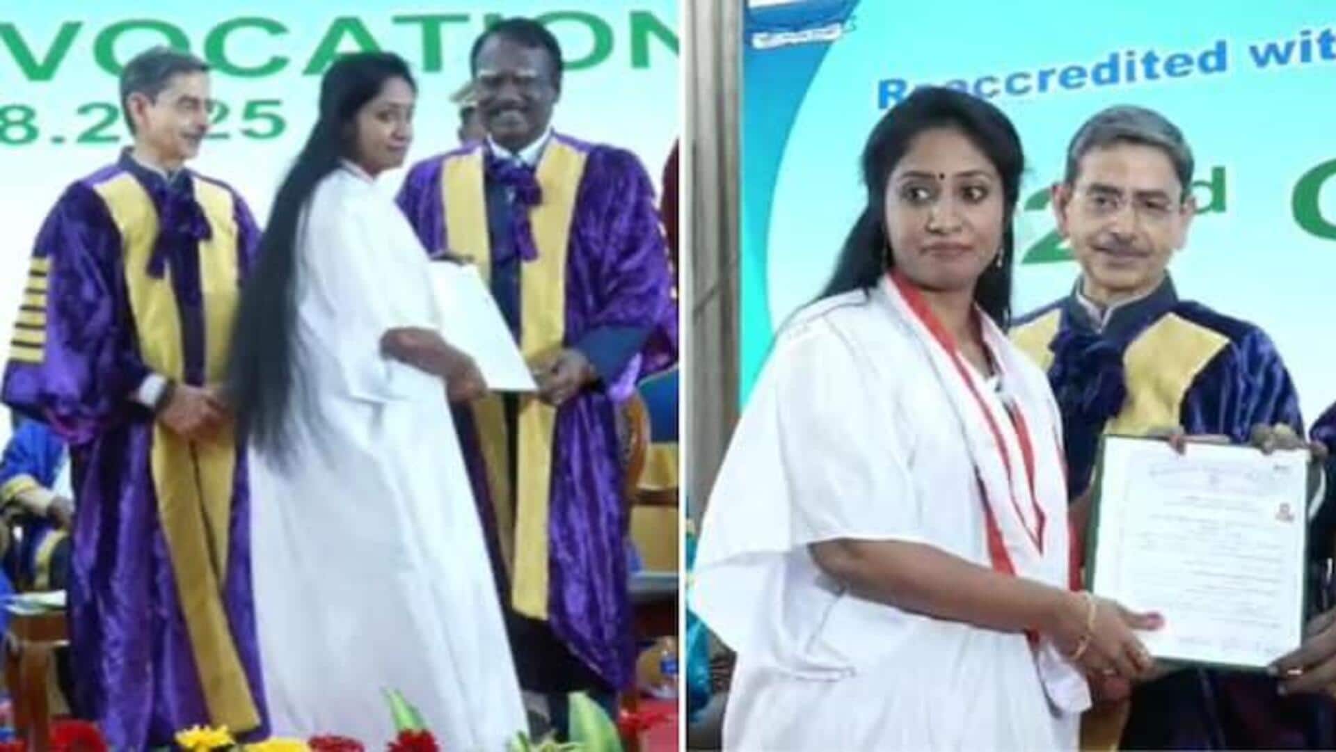 மனோன்மணியம் சுந்தரனார் பல்கலைக்கழக பட்டமளிப்பு விழாவில் ஆளுநரை புறக்கணித்த மாணவி: வைரலாகும் வீடியோ மனோன்மணியம் சுந்தரனார் பல்கலைக்கழக பட்டமளிப்பு விழாவில் ஆளுநரை புறக்கணித்த மாணவி: வைரலாகும் வீடியோ