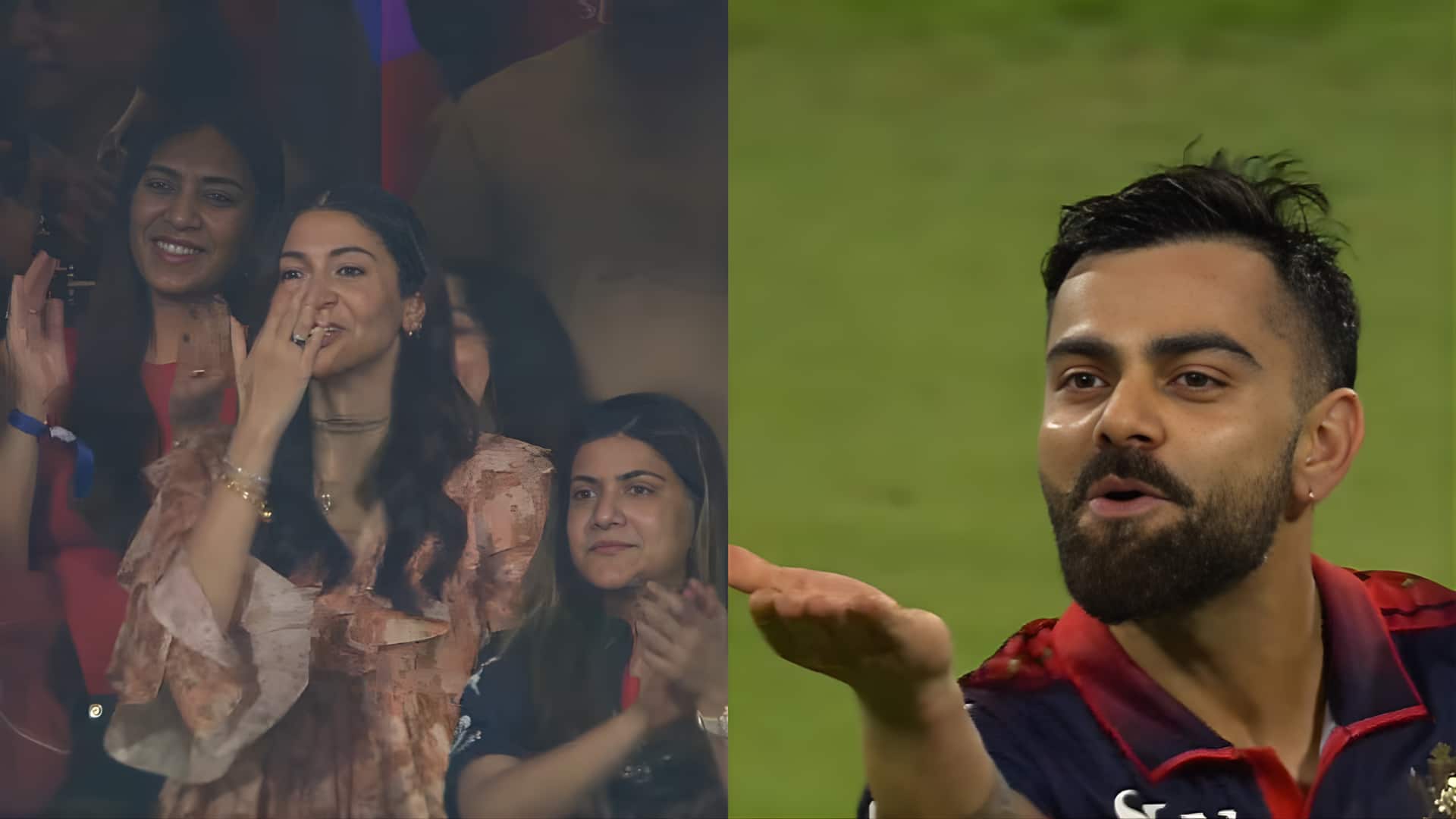 சின்னசாமியில் கோலி ஆட்டம்! ஆர்சிபி அபார வெற்றிக்குப் பின் அனுஷ்காவிற்கு 'பிளையிங் கிஸ்' கொடுத்த விராட்; வைரல் மொமெண்ட்