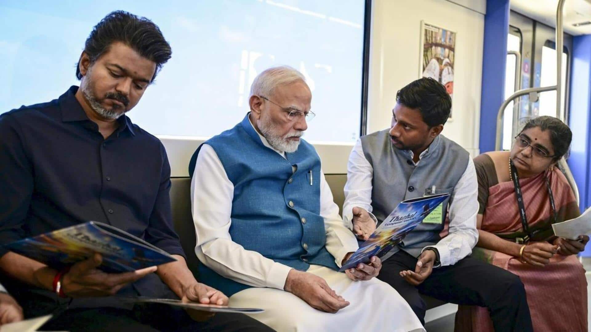 சென்னை மெட்ரோ ரயிலில் பிரதமர் மோடி மற்றும் விஜயுடன் பயணித்தது விண்வெளி மற்றும் நவீன தொழில்நுட்பங்கள் ஸ்டார்ட்அப் நிறுவனர்களாம்