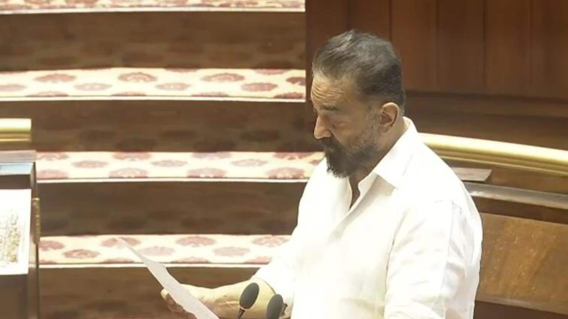 மாநிலங்களவை உறுப்பினராக தமிழில் பதவியேற்றார் மக்கள் நீதி மய்ய தலைவர் கமல்ஹாசன்