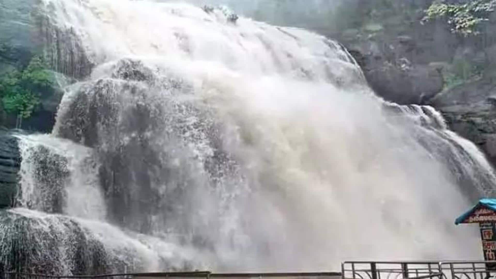 கனமழை காரணமாக குற்றாலம் அருவிகளில் மீண்டும் குளிக்க தடை