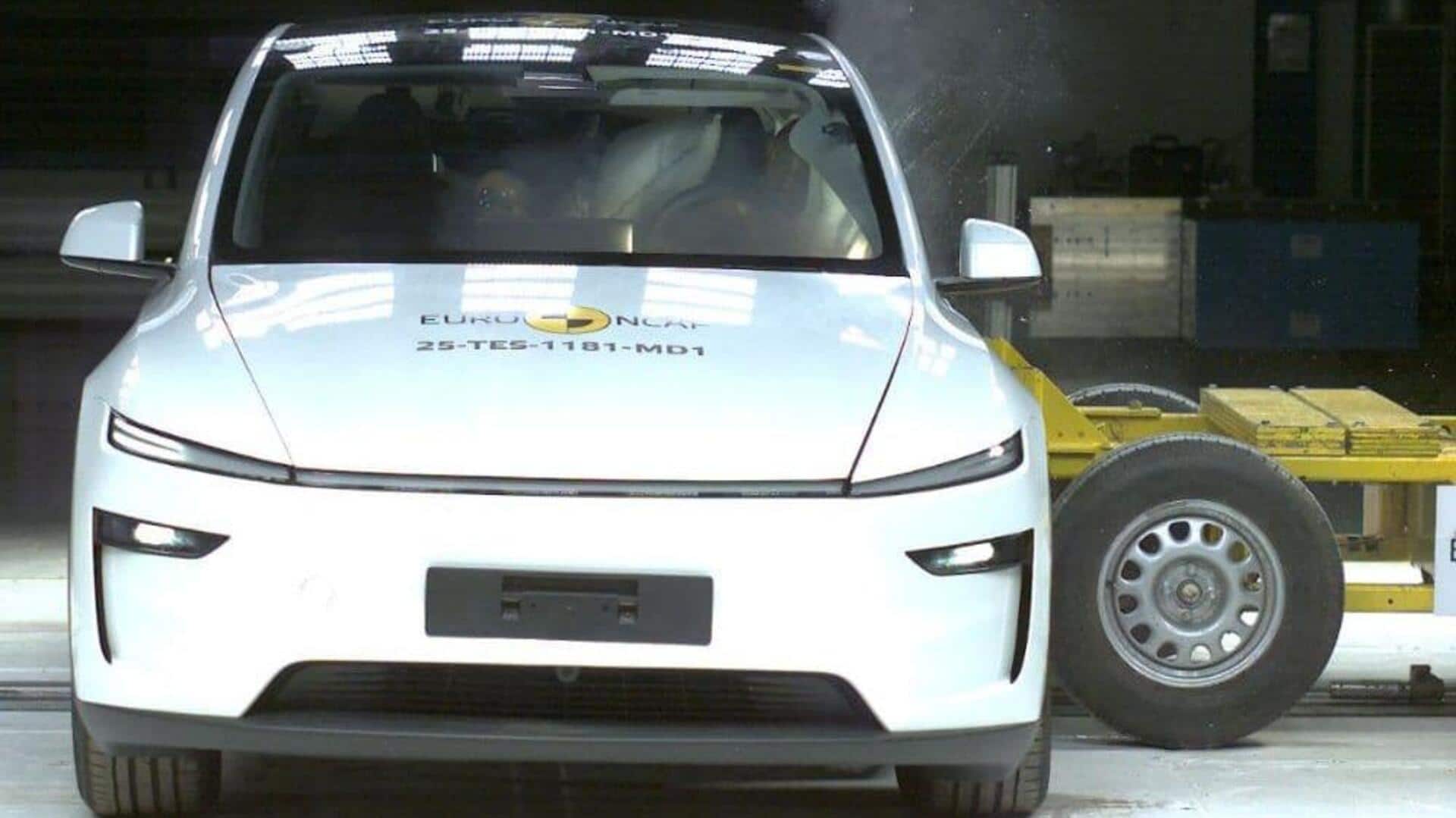 பாதுகாப்பு தர சோதனையில் 5 ஸ்டார் ரேட்டிங் பெற்றது டெஸ்லா மாடல் ஒய் கார்