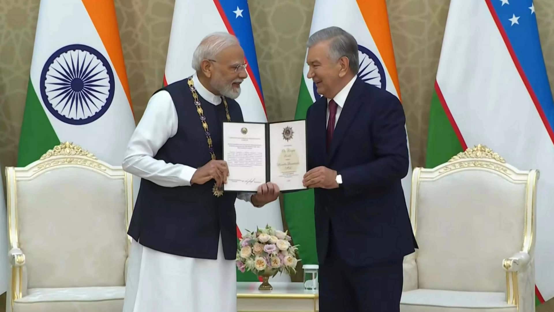 இந்தியாவுக்கு நீண்ட கால யுரேனியம் வழங்க உஸ்பெகிஸ்தான் சம்மதம்! பிரதமர் மோடிக்கு உயரிய விருது வழங்கி கௌரவிப்பு