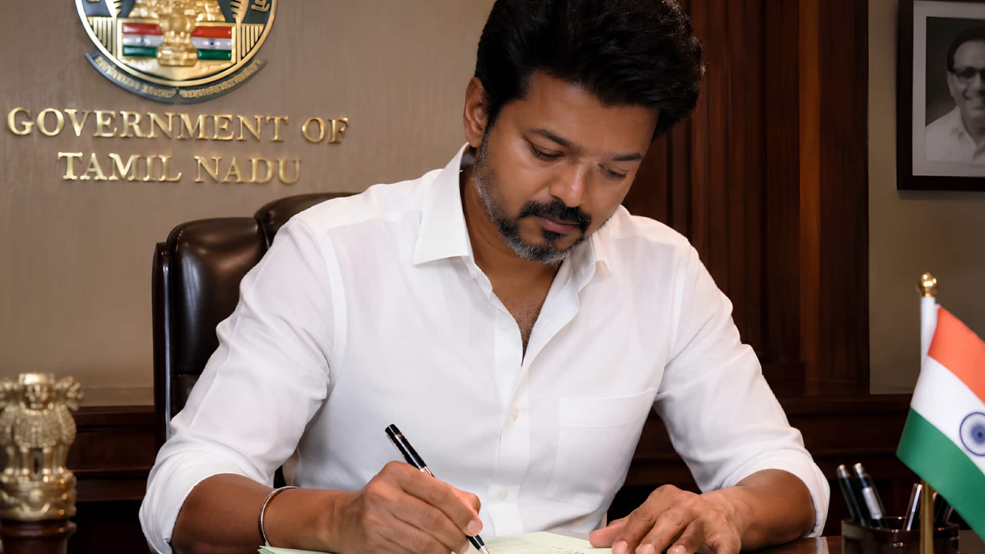 இலவச மின்சாரம், பெண்கள் பாதுகாப்பு, போதைப்பொருள் ஒழிப்பு; முதல்வராக விஜய் போட்ட முதல் கையெழுத்து