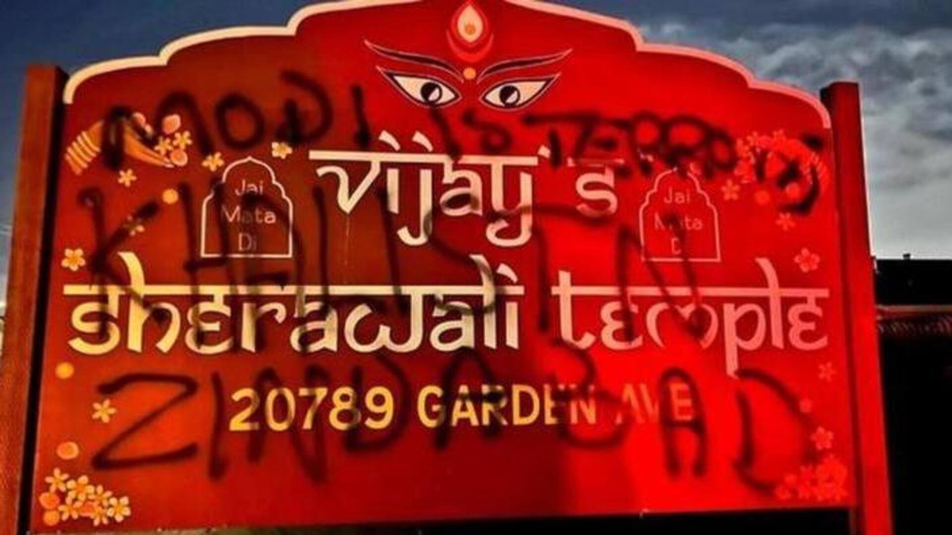 அமெரிக்கா: கலிபோனியாவில் இந்திய எதிர்ப்பு வாசகங்களால் சிதைக்கப்பட்ட மற்றொரு இந்து கோவில்