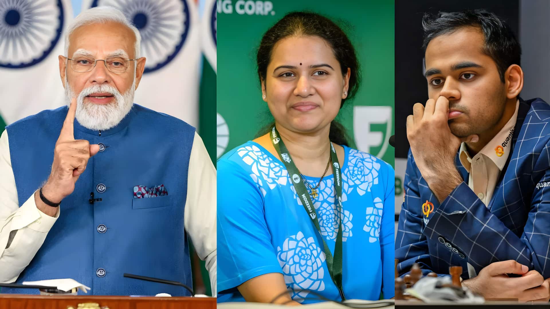 கிராண்ட் மாஸ்டர்கள் அர்ஜுன் எரிகைசி மற்றும் கோனேரு ஹம்பிக்கு பிரதமர் மோடி வாழ்த்து!