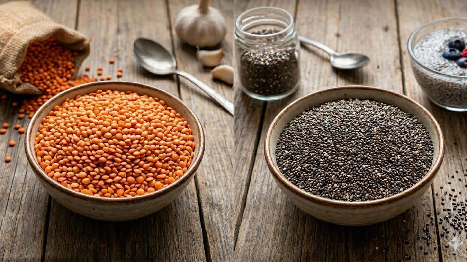 மசூர் பருப்பு மற்றும் சியா விதைகளின் புரதச்சத்து ஒப்பீடு!