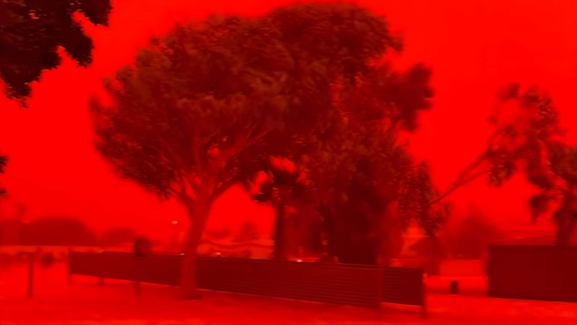 ஆஸ்திரேலியாவில் ரத்தச் சிவப்பாக மாறிய வானம்: 'நாரெல்லி' சூறாவளியால் நிகழ்ந்த அதிசயம்