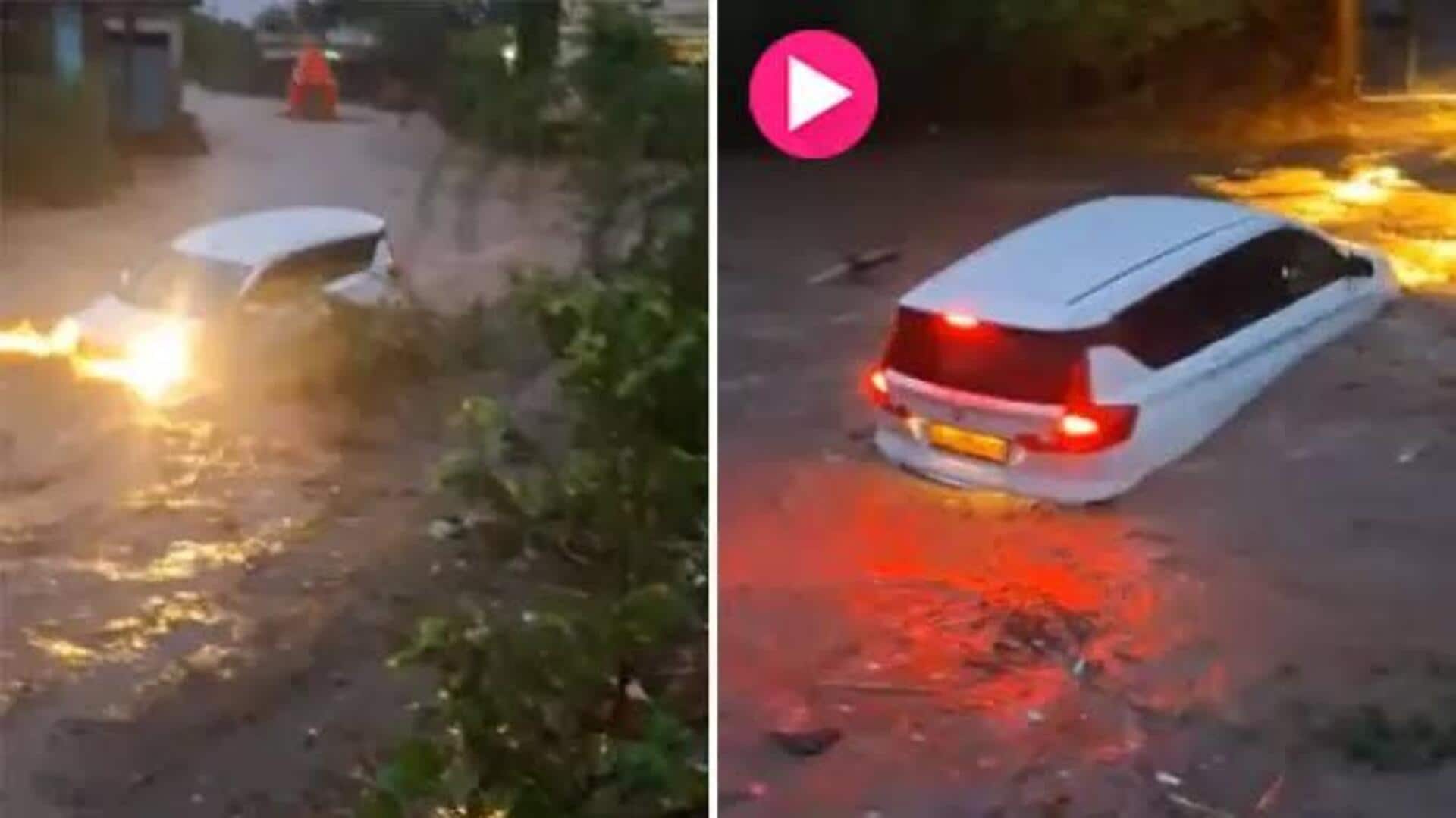 Video: వరద ప్రవాహంలో కొట్టుకుపోయిన కారు..వీడియో వైరల్