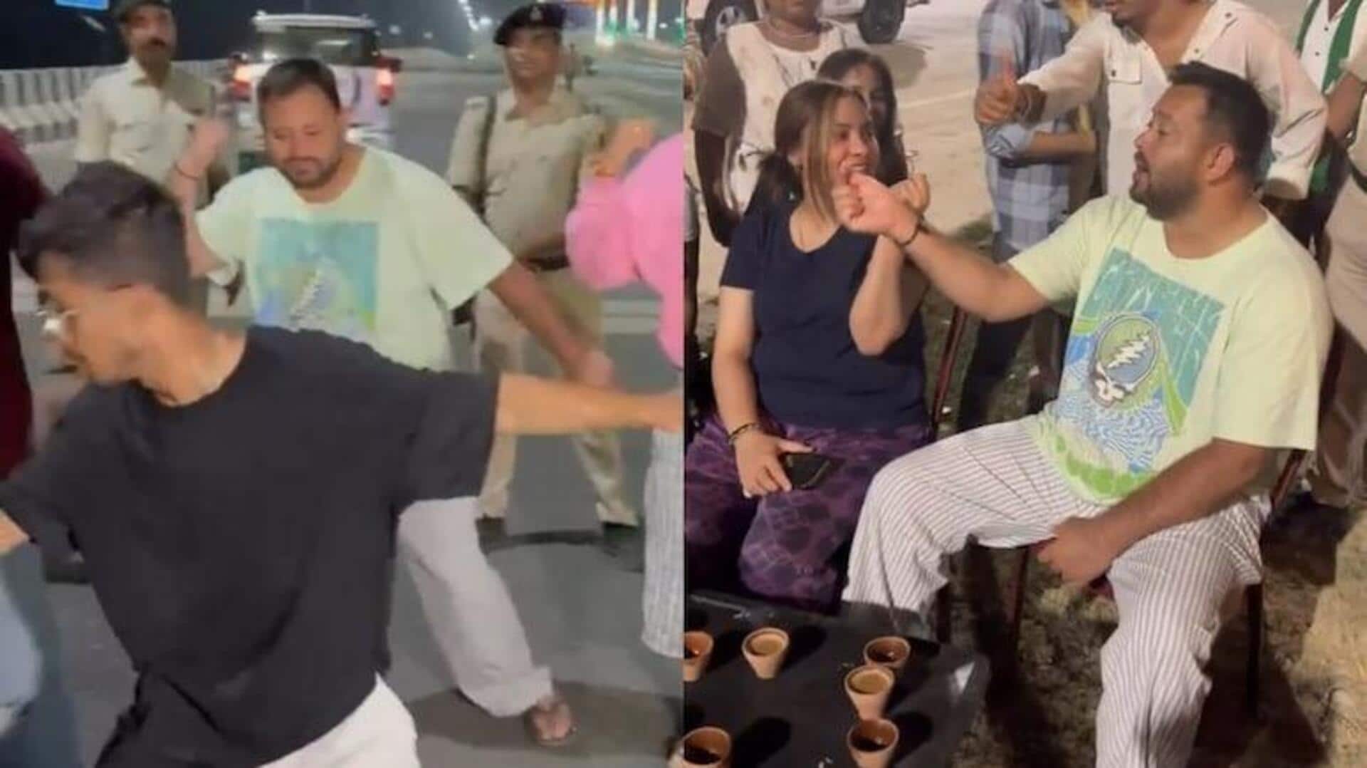 Tejashwi Yadav: పాట్నాలో నడిరోడ్డుపై యువ కళాకారులతో కలిసి నృత్యం చేసిన తేజస్వి యాదవ్.. వీడియో వైరల్ Tejashwi Yadav: పాట్నాలో నడిరోడ్డుపై యువ కళాకారులతో కలిసి నృత్యం చేసిన తేజస్వి యాదవ్.. వీడియో వైరల్