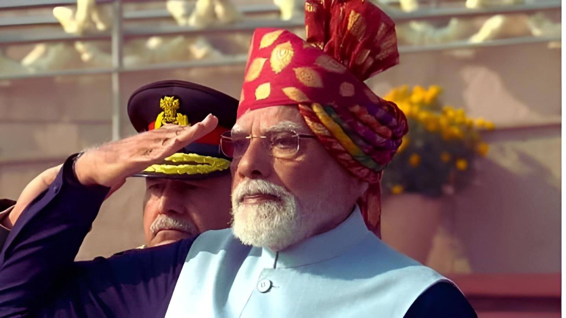 PM Modi: రెడ్-యెల్లో లెహెరియా తలపాగా ధరించిన ప్రధాని మోదీ