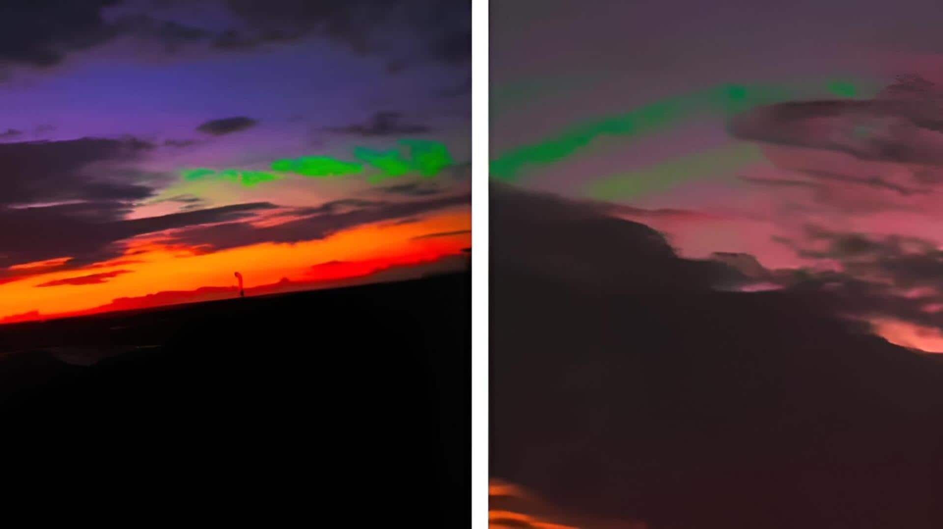 UFO or Natural Wonder: ఒక్కసారిగా పచ్చగా మెరిసిన ఆకాశం.. UFO అనుమానాలు.. అసలు విషయం ఇదే!