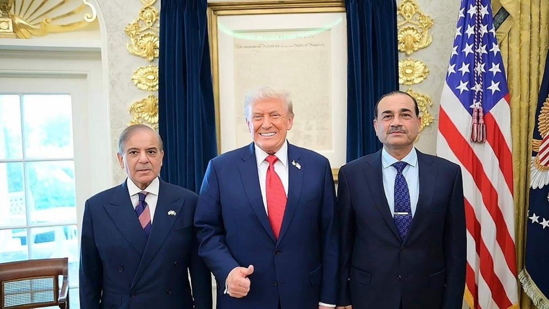 Trump-Pak PM Meet:  ట్రంప్‌తో భేటీ అయ్యిన  పాకిస్తాన్ ప్రధాని షరీఫ్, ఆర్మీ చీఫ్ మునీర్ అమెరికా  