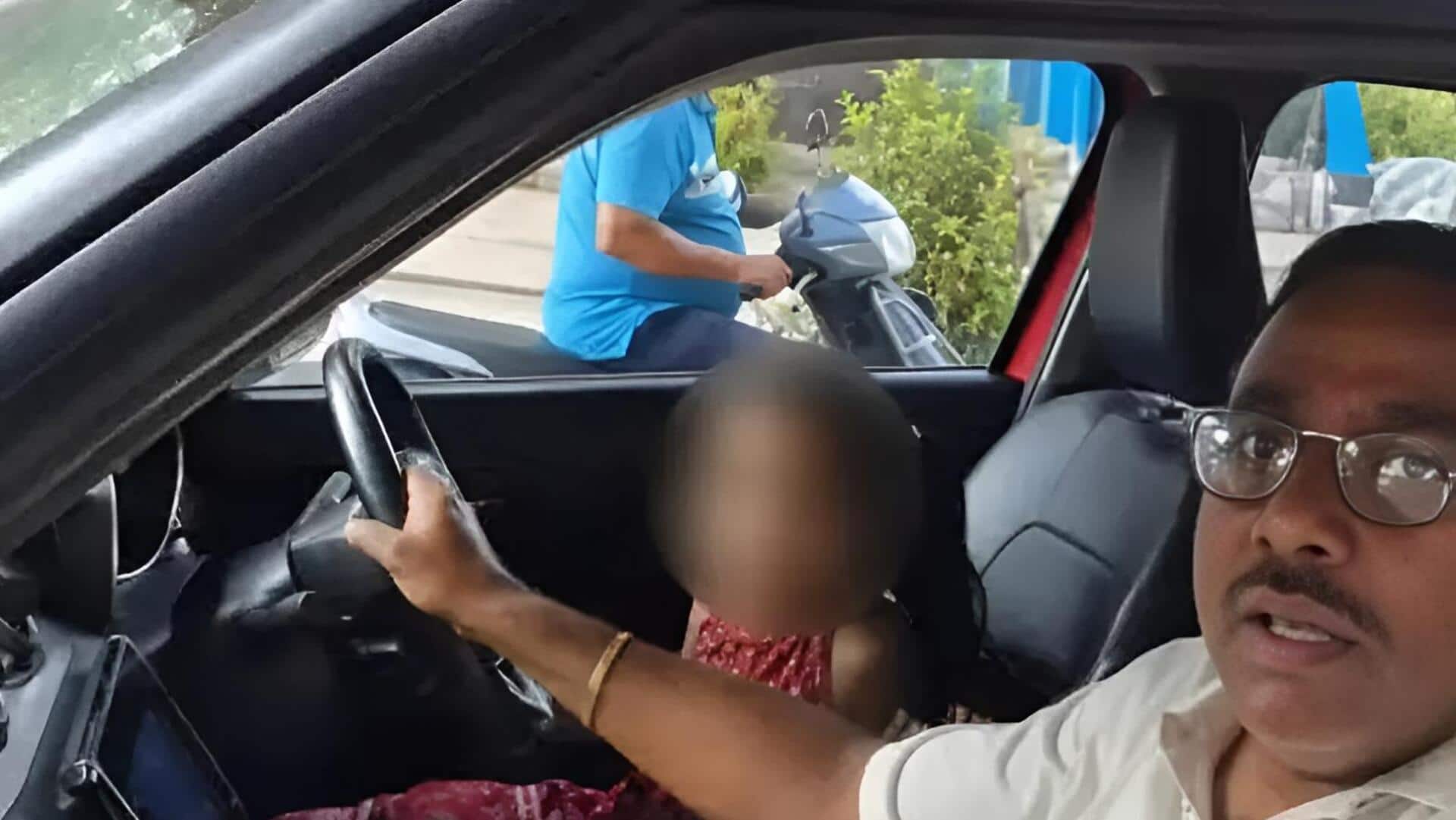 Viral Video: ఆరేళ్ల మనవరాలితో రద్దీ రోడ్డుపై కారు నడిపించిన ఎస్సై.. కేసు నమోదు