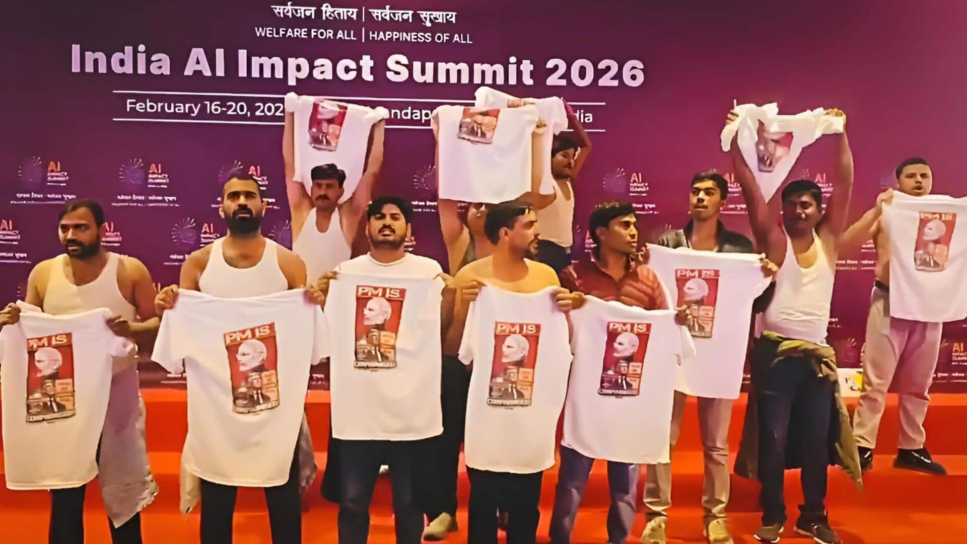 AI Summit: ఏఐ సమ్మిట్‌లోకి అర్ధనగ్నంగా ప్రవేశించిన కాంగ్రెస్ కార్యకర్తలు