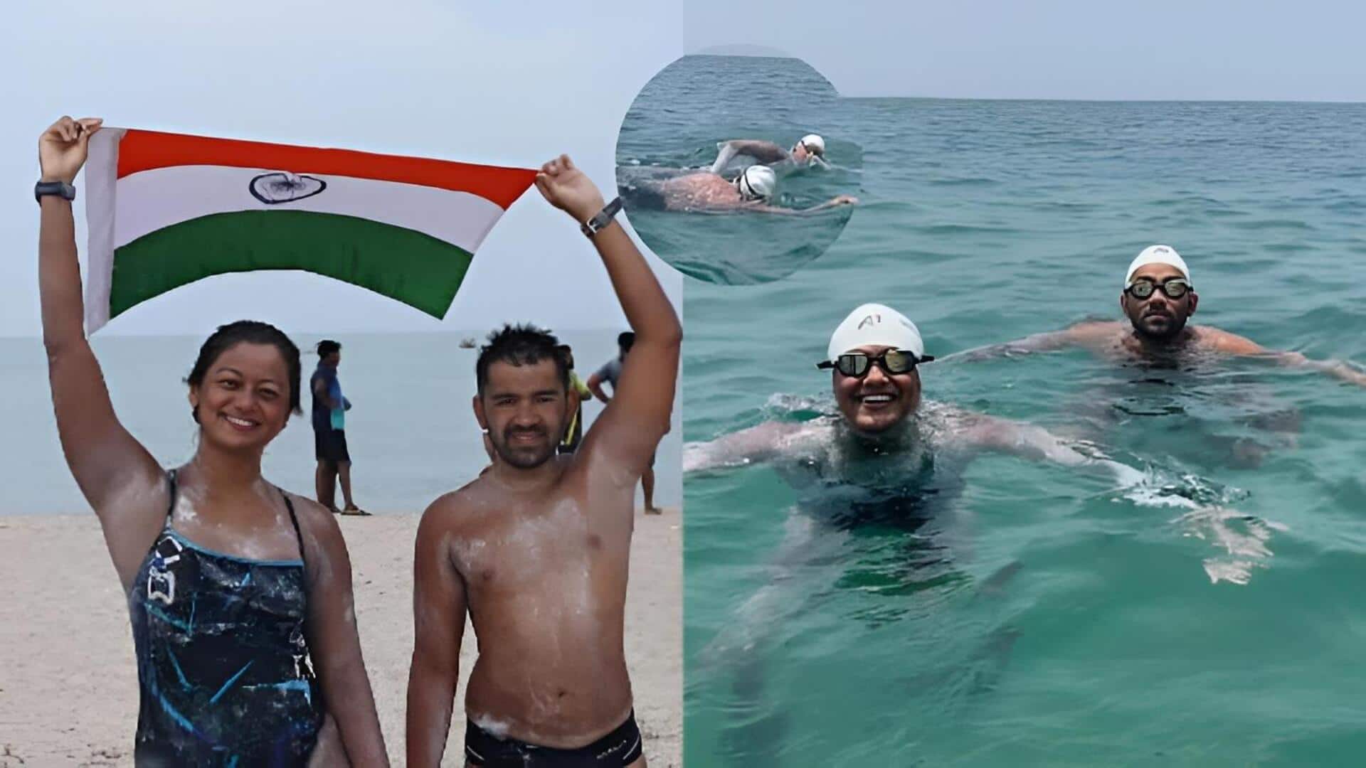 Lanka to India: శ్రీలంక నుంచి భారత్‌ వరకు ఈదుకుంటూ వచ్చిన బెంగళూరు దంపతులు.. పాక్ జలసంధిలో అరుదైన ఘనత