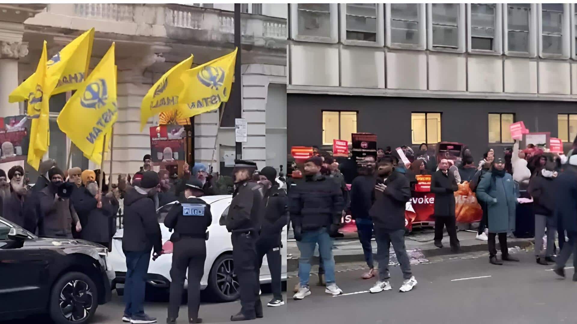 London: బంగ్లాదేశ్‌లో మైనార్టీ హింసపై లండన్‌లో నిరసనలు.. ఖలిస్థానీల అడ్డంకులు