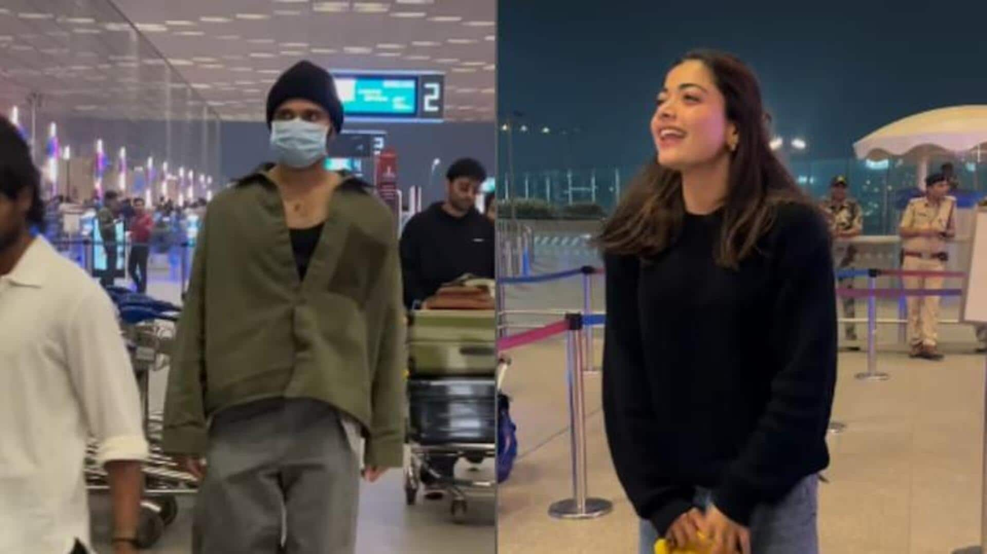 Vijay - Rashmika: ముంబయి విమానాశ్రయంలో తళుక్కున మెరిసిన విజయ్‌ దేవరకొండ - రష్మిక