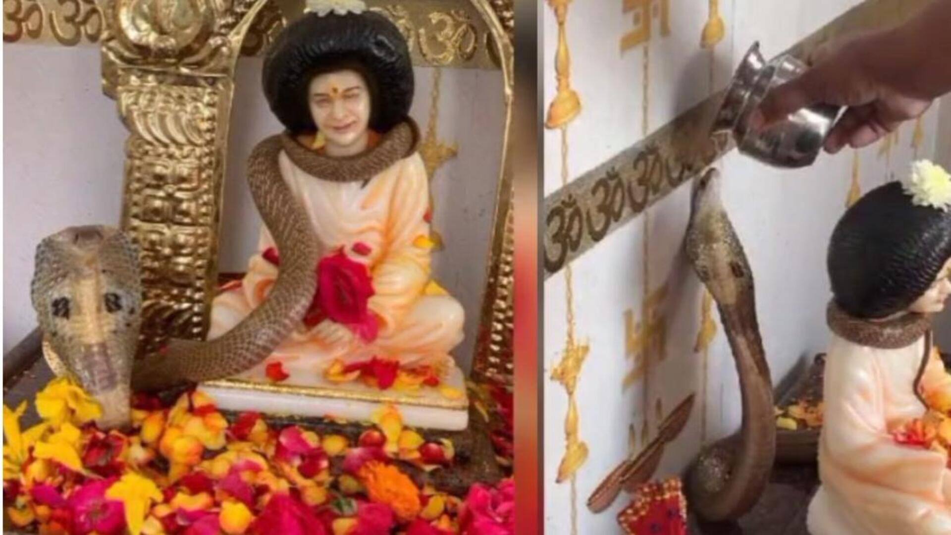 Sri Sathya Sai: పుట్టపర్తిలో అద్భుత దృశ్యం.. శ్రీ సత్యసాయి మెడలో నాగుపాము  