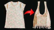 รีไซเคิลเสื้อยืดเก่าเป็นถุงช้อปปิ้งใช้ซ้ำได้