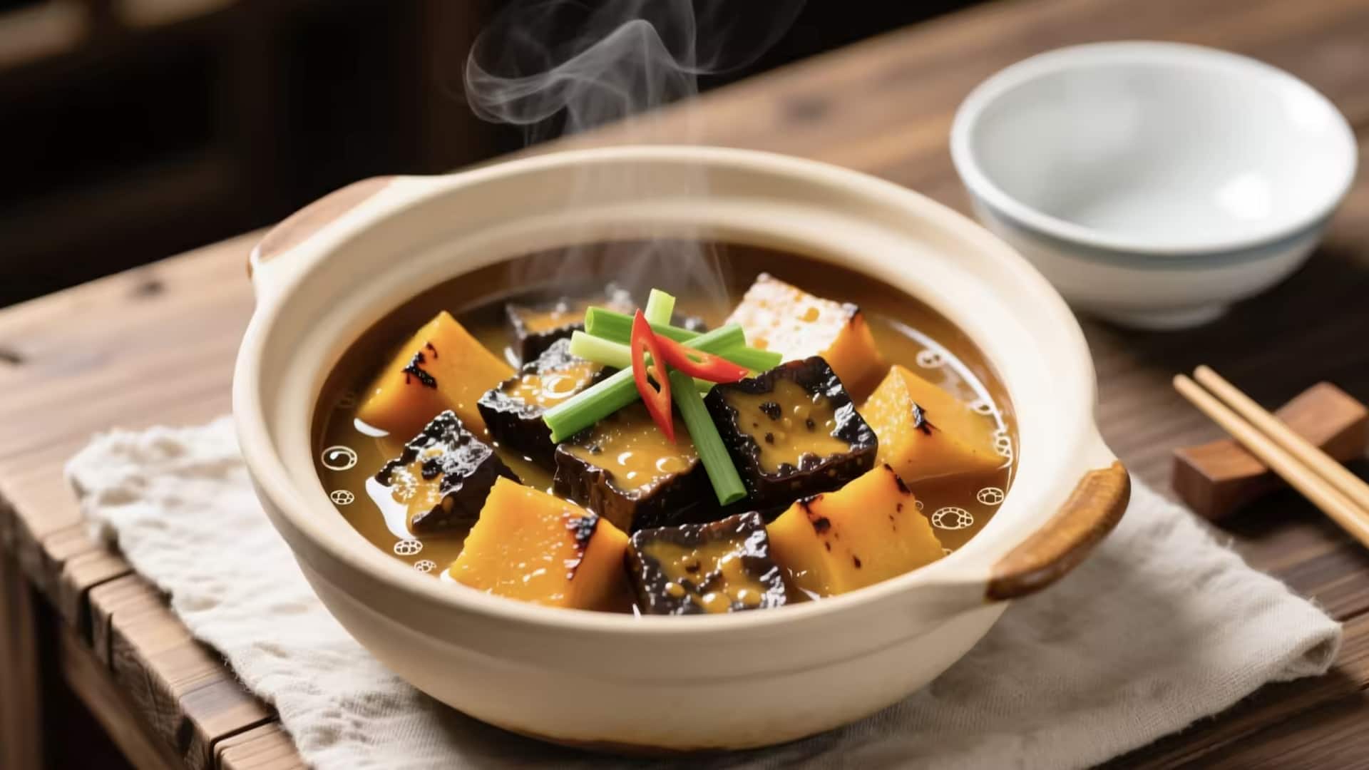 ฟักทองและเต้าหู้หมักในซอสใบโหระพา เมนูมังสวิรัติกลิ่นหอมสุดเก๋