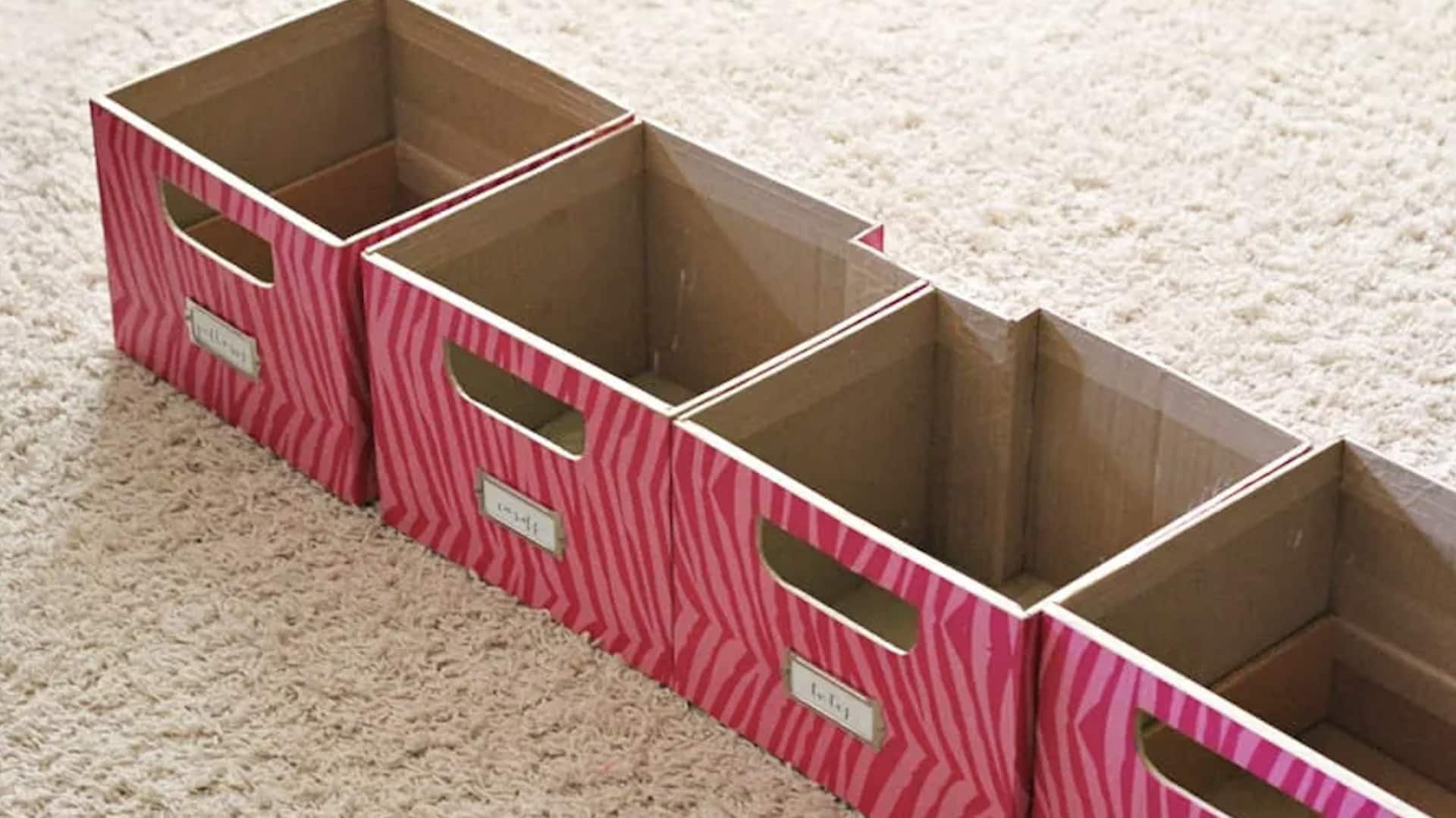 รีไซเคิลกล่องกระดาษเป็นที่จัดระเบียบเก๋ ๆ