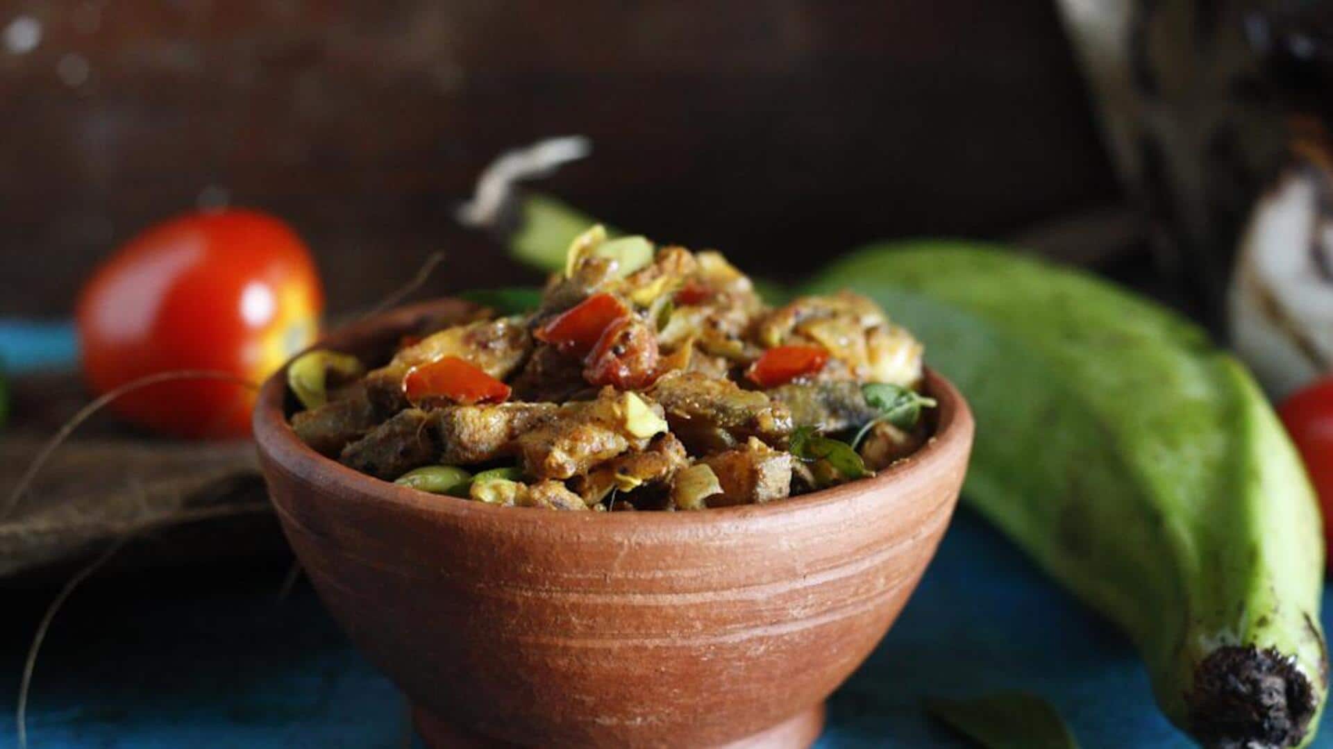 กล้วยดิบผัดพริกไทยดำกับสมุนไพรไทย เมนูพื้นบ้านแสนอร่อย