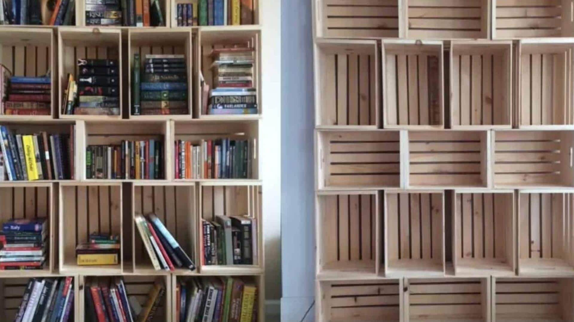 DIY ชั้นวางหนังสือจากลังไม้ เปลี่ยนของเหลือใช้ให้มีสไตล์ DIY ชั้นวางหนังสือจากลังไม้ เปลี่ยนของเหลือใช้ให้มีสไตล์