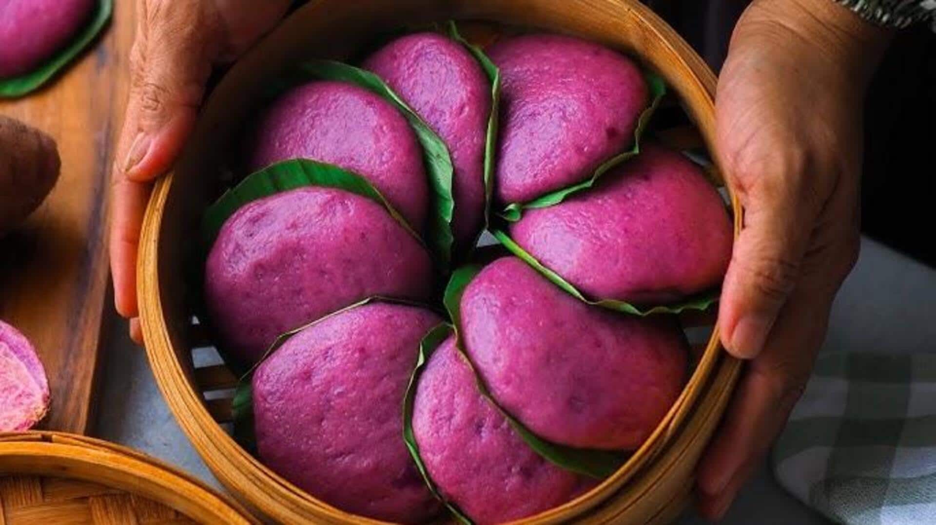 ไอเดียขนมหวานง่ายๆ มันม่วงนึ่งราดกะทิหอมมัน