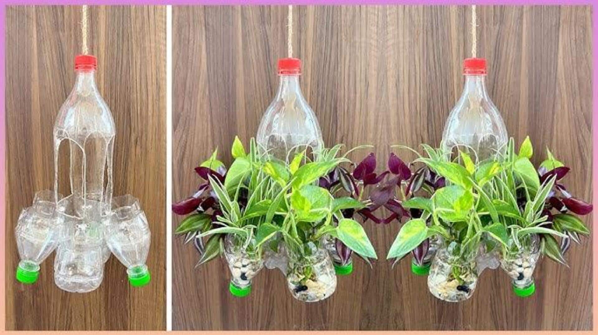 เปลี่ยนขวดพลาสติกเป็นกระถางแขวนสุดเก๋ ประหยัดงบ