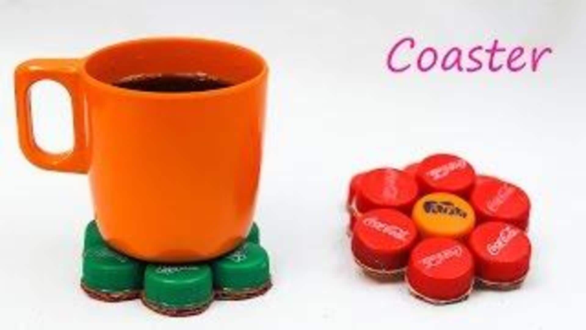 เปลี่ยนฝาขวดเก่าเป็นที่รองแก้วสุดเก๋