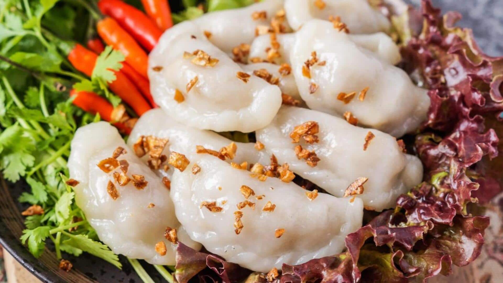 สูตรเกี๊ยมันสำปะหลังนึ่งกับถั่วลิสงบด มังสวิรัติสไตล์ไทย