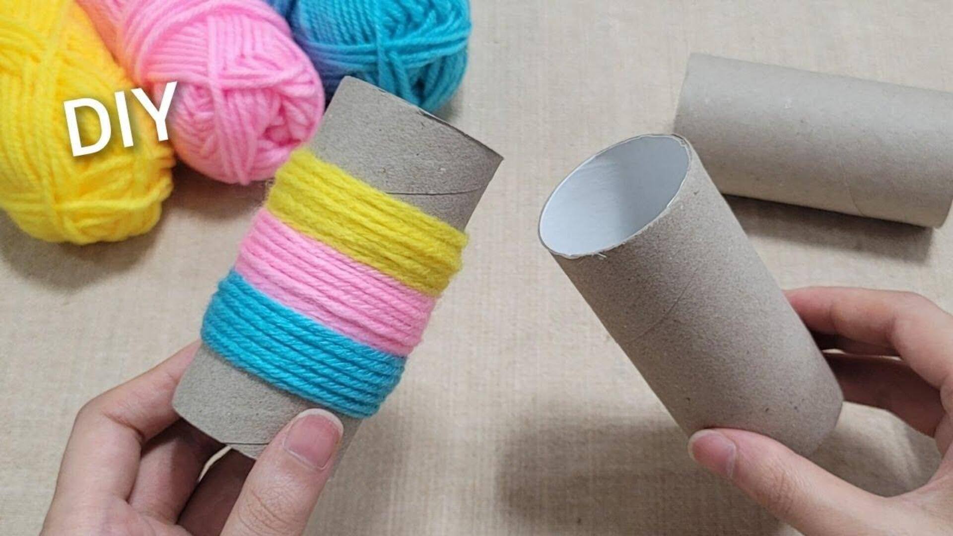 เปลี่ยนแกนทิชชู่ธรรมดาให้กลายเป็นที่เก็บด้ายสุดครีเอทีฟ