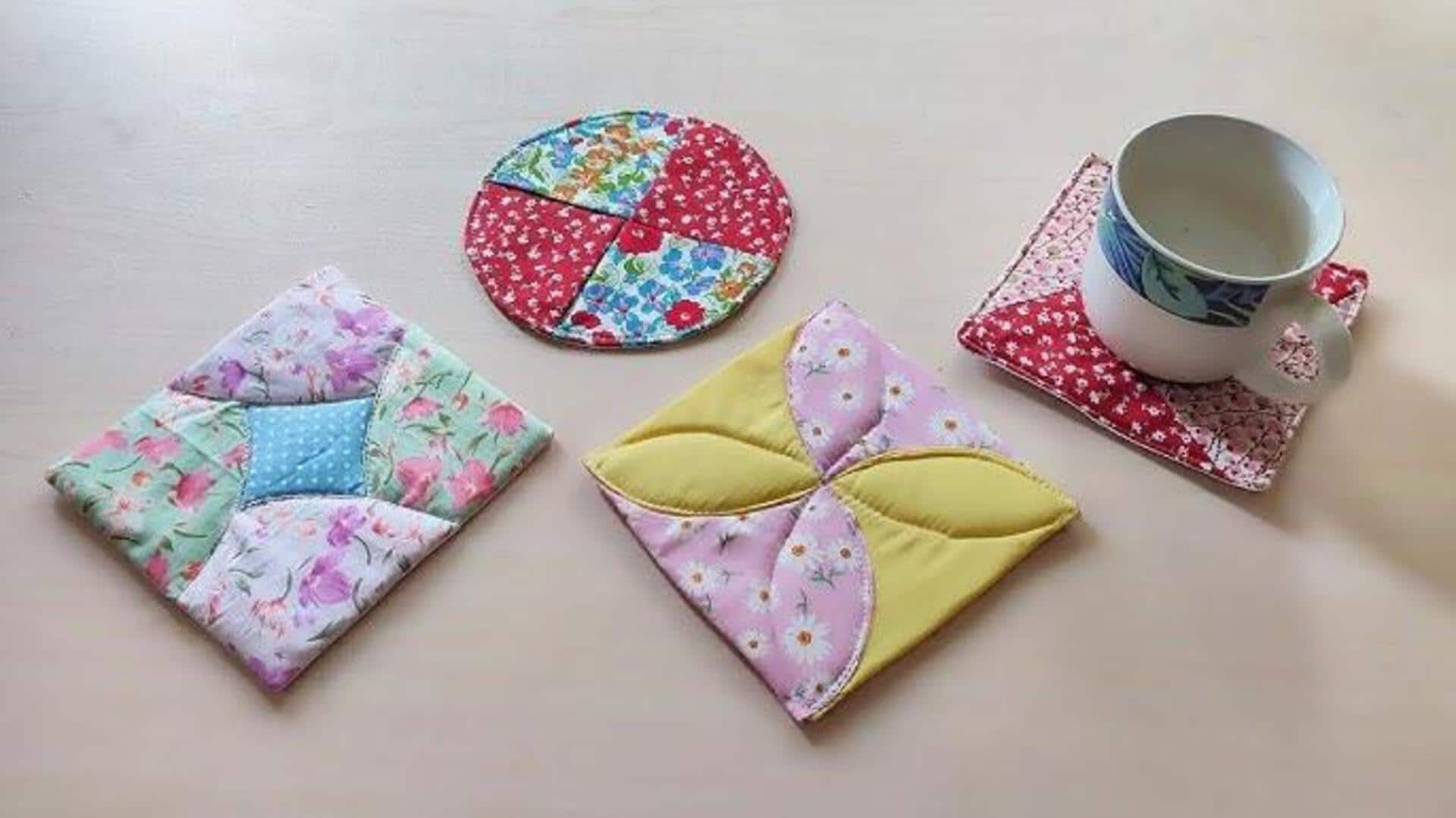 ไอเดียทำที่รองแก้วสไตล์เก๋จากเศษผ้าเก่า