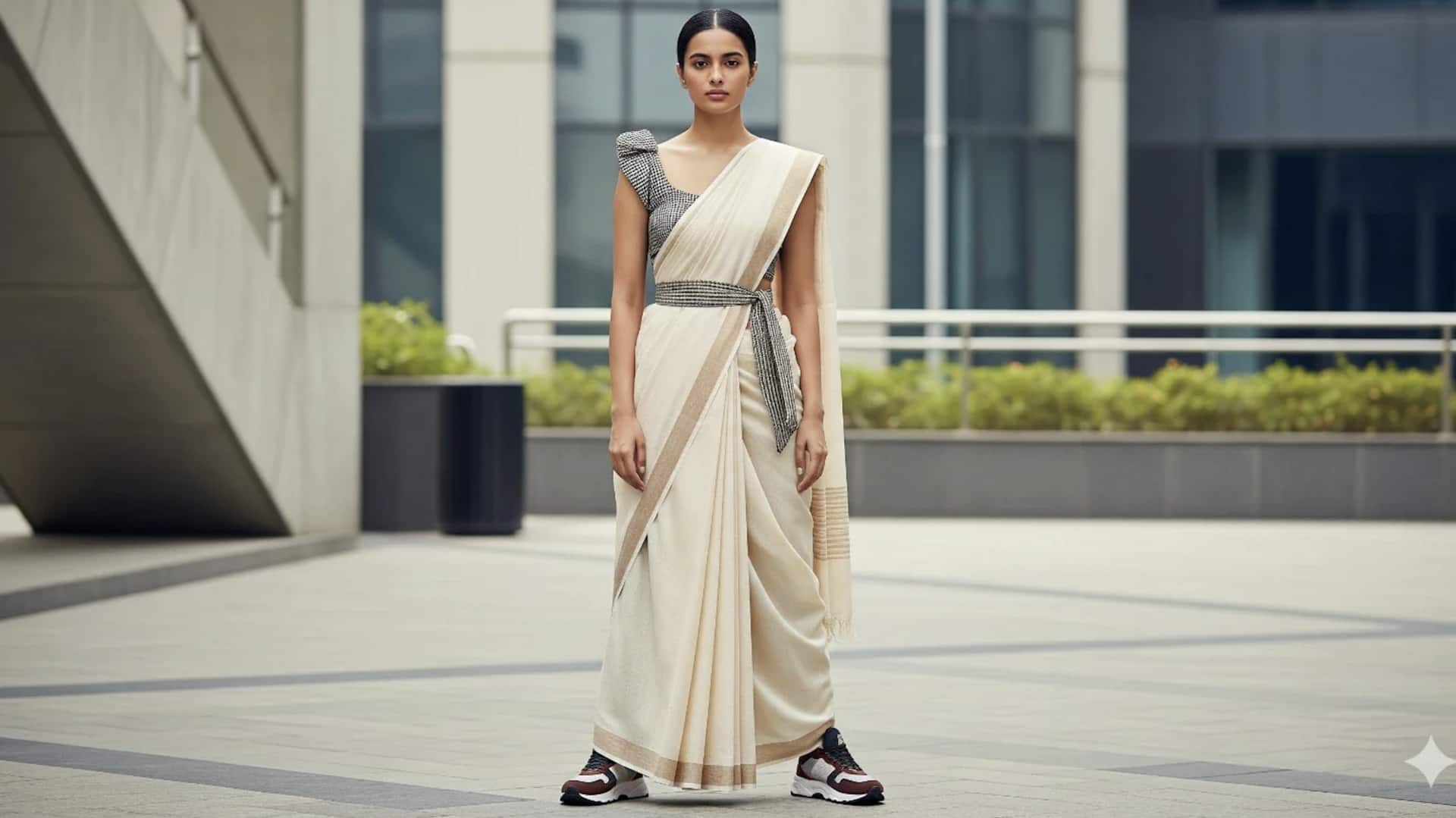 แมตช์ส่าหรีกับสนีกเกอร์ให้ดูดีแบบมีสไตล์ 