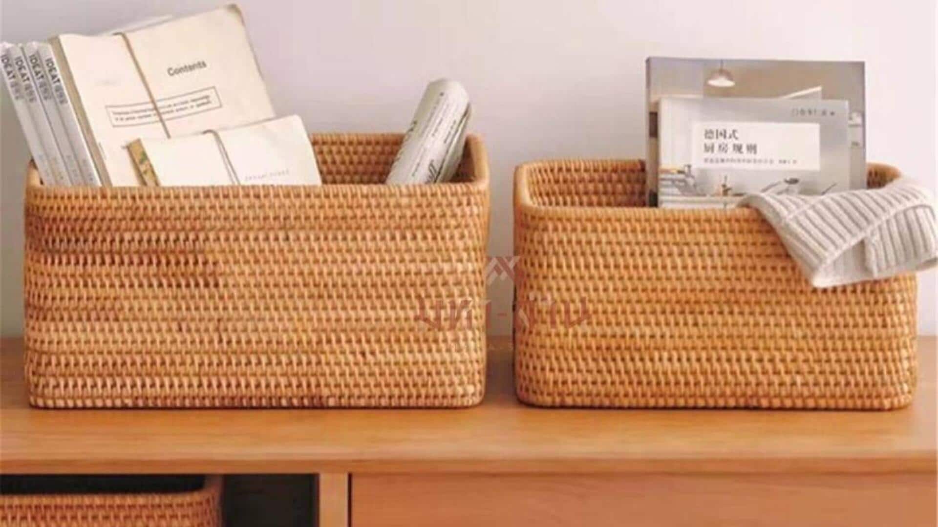 จัดระเบียบทางเข้าบ้านด้วยตะกร้าอย่างสร้างสรรค์