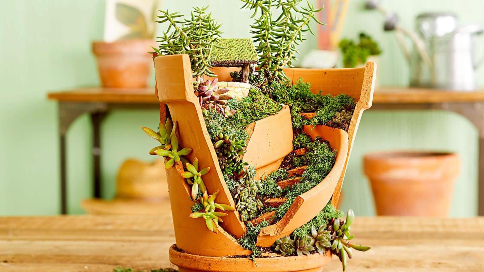 เปลี่ยนกระถางแตกให้เป็นงานศิลป์สุดเก๋ 