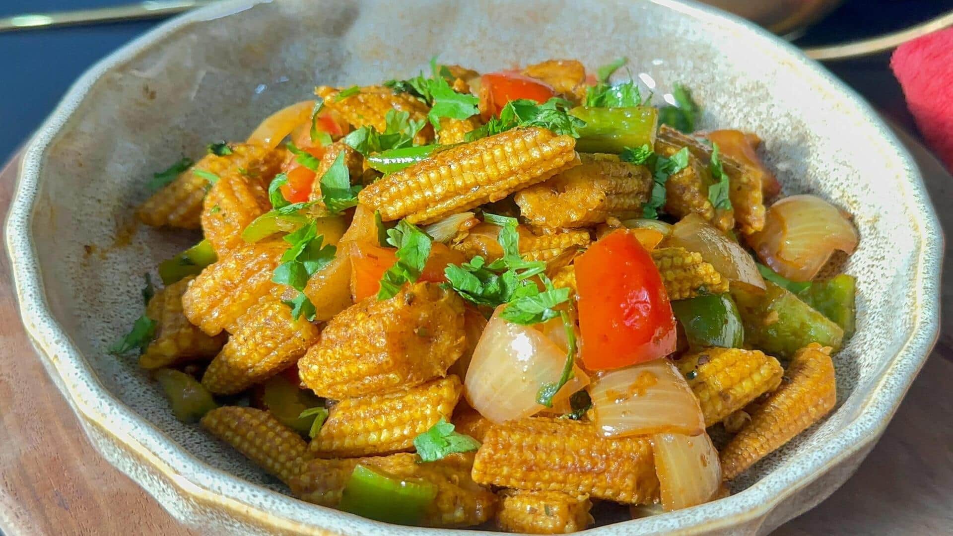 เมนูผัดข้าวโพดอ่อนใส่เฮเซลนัท: สูตรมังสวิรัติทำง่าย