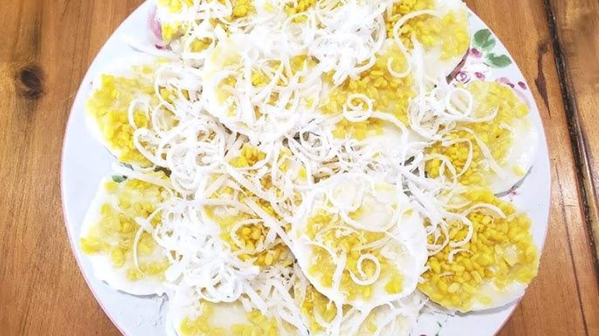 เค้กถั่วงอกยาวนึ่ง ของว่างมังสวิรัติไทยไม่เหมือนใคร