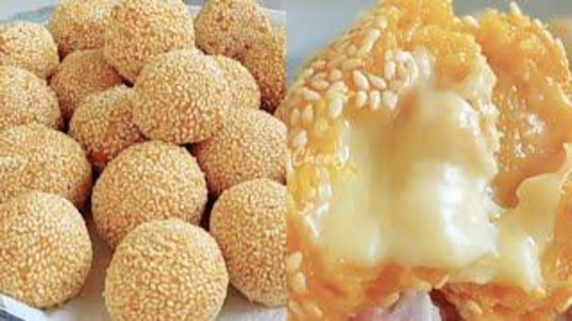 ไอเดียขนมมันเทศลูกกลมกรอบคลุกงาและพริก