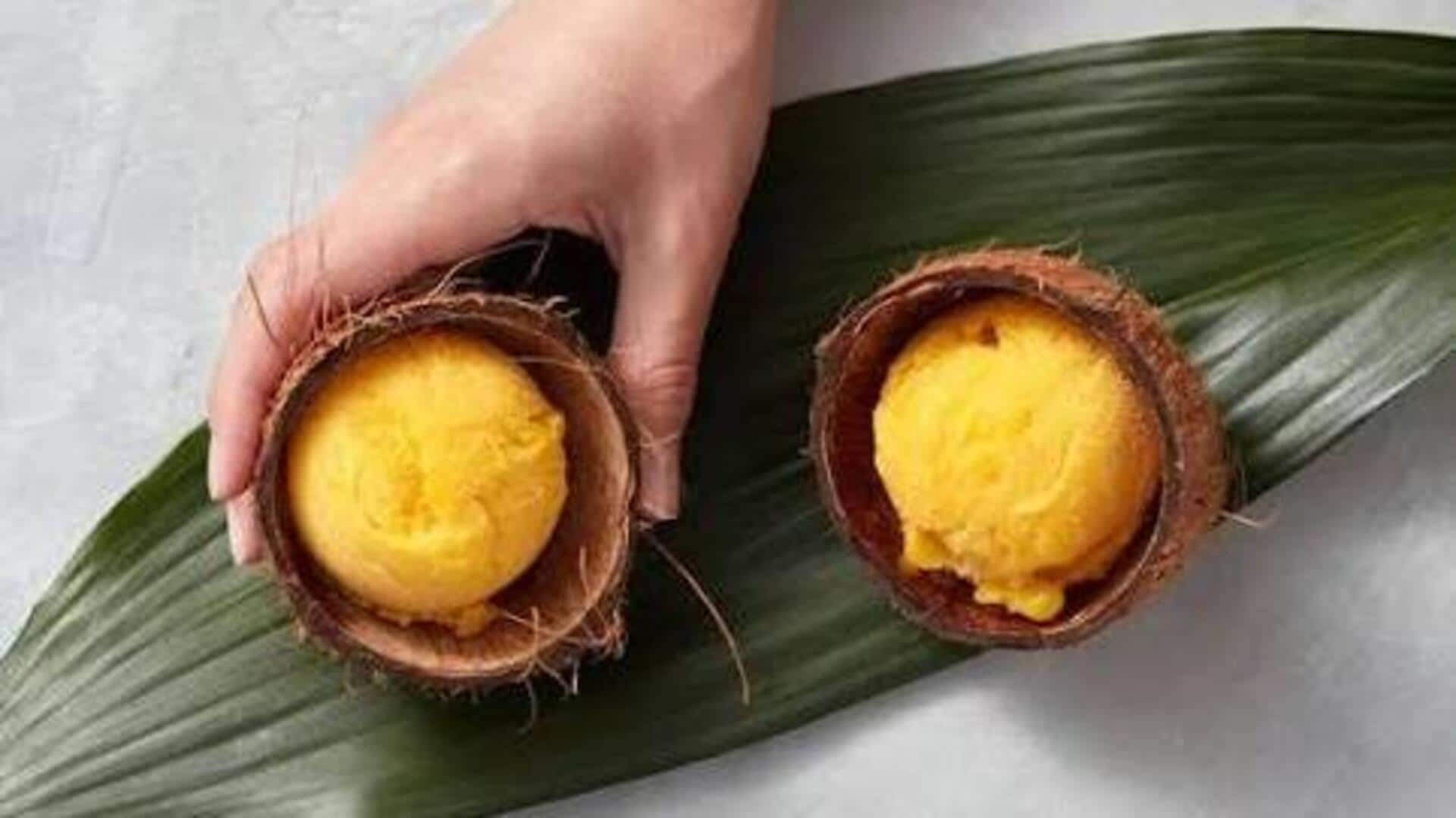 ซอร์เบต์เสาวรสใบโหระพากับกลิ่นมะพร้าวเขตร้อน