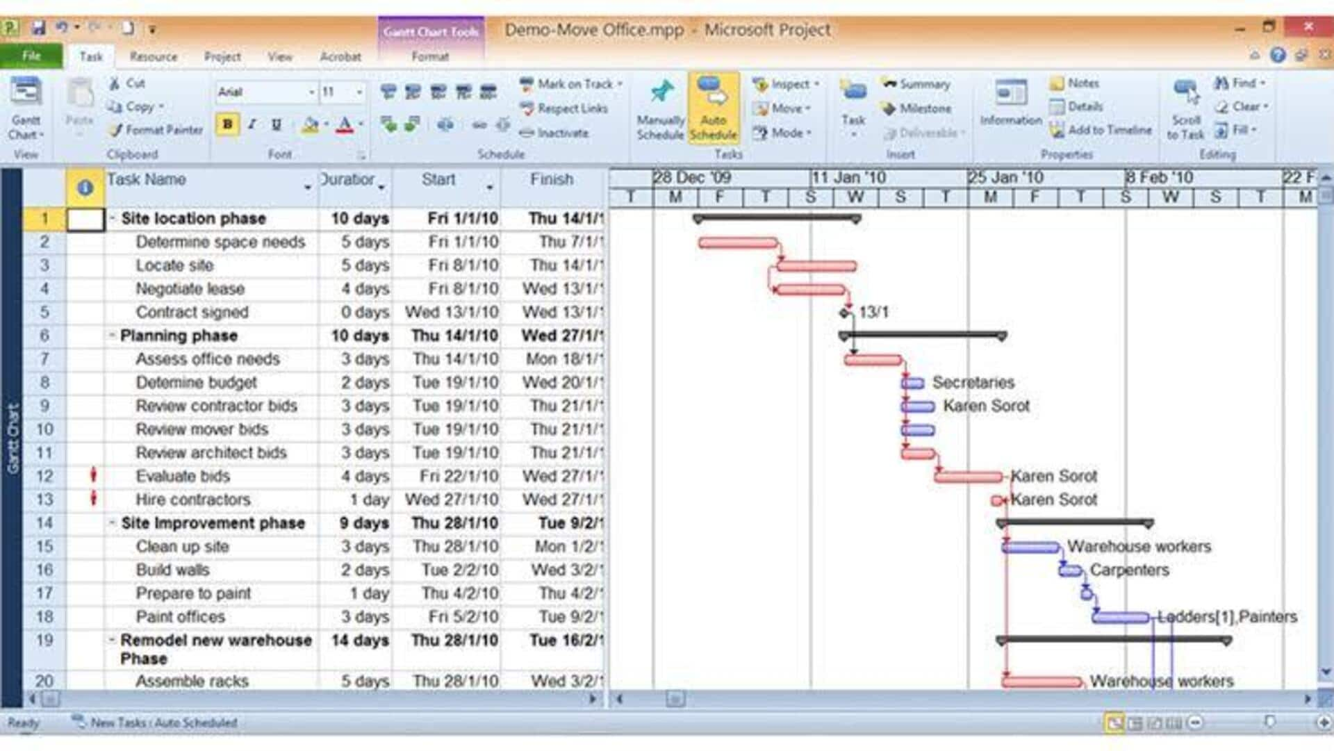 การจัดการไทม์ไลน์โครงการใน Microsoft Project