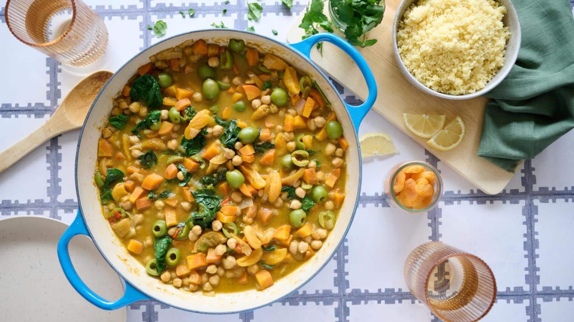 แทจีนถั่วลูกไก่กับผักโขมและเลมอนดองรสจัดจ้าน 