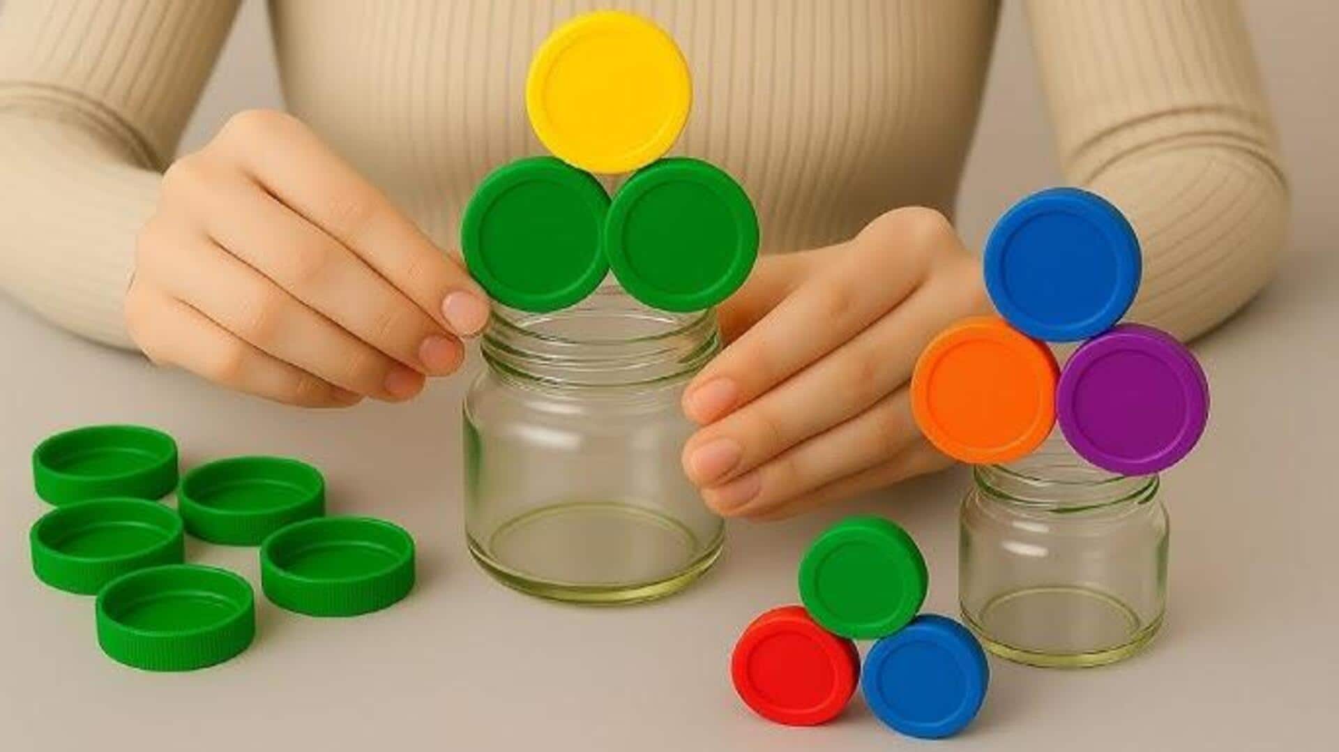 DIY จัดระเบียบงานฝีมือด้วยฝาขวดแก้วแบบประหยัด