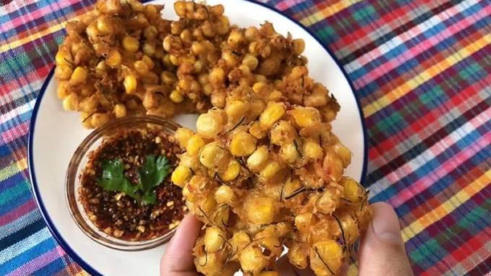 ข้าวโพดทอดใบมะกรูดแสนอร่อย ข้าวโพดทอดใบมะกรูดแสนอร่อย