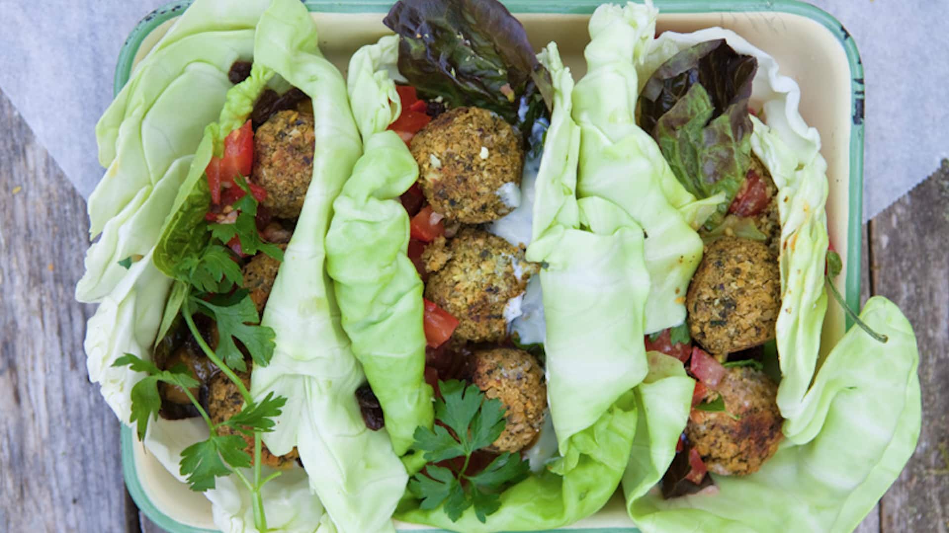 สูตรฟาลาเฟลถั่วเขียวในแป้งโรตี