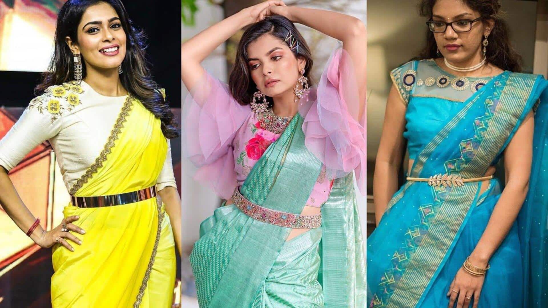 สไตล์ส่าหรีที่แมตช์กับเข็มขัดสมัยใหม่อย่างลงตัว