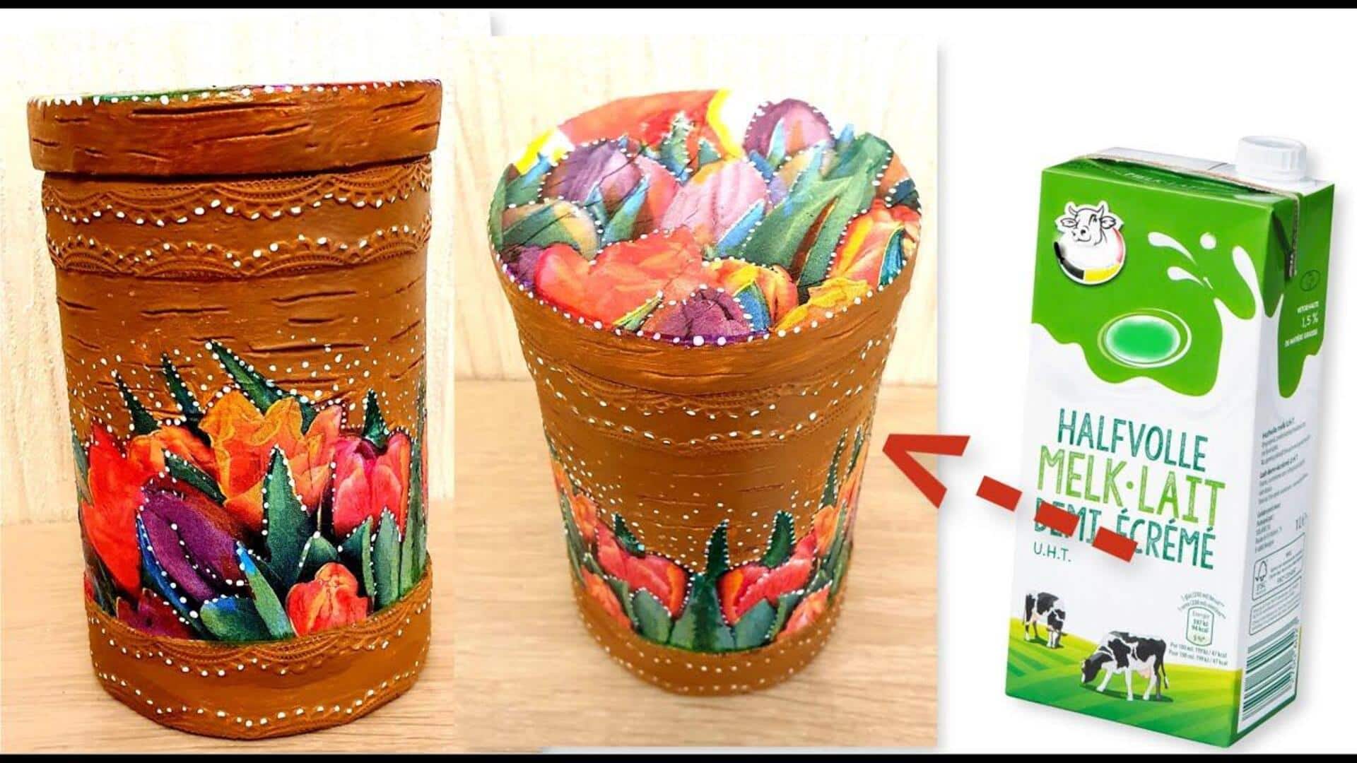 รีไซเคิลกล่องนมให้กลายเป็นกล่องเก็บของสุดเก๋ 